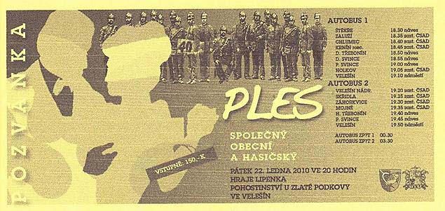 Společný obecní a&nbsp;hasičský ples 22.1.2010