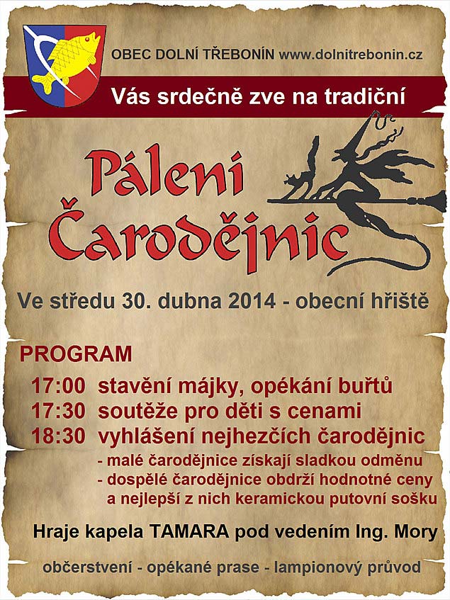 Pálení čarodějnic 2014 v&nbsp;Dolním Třeboníně